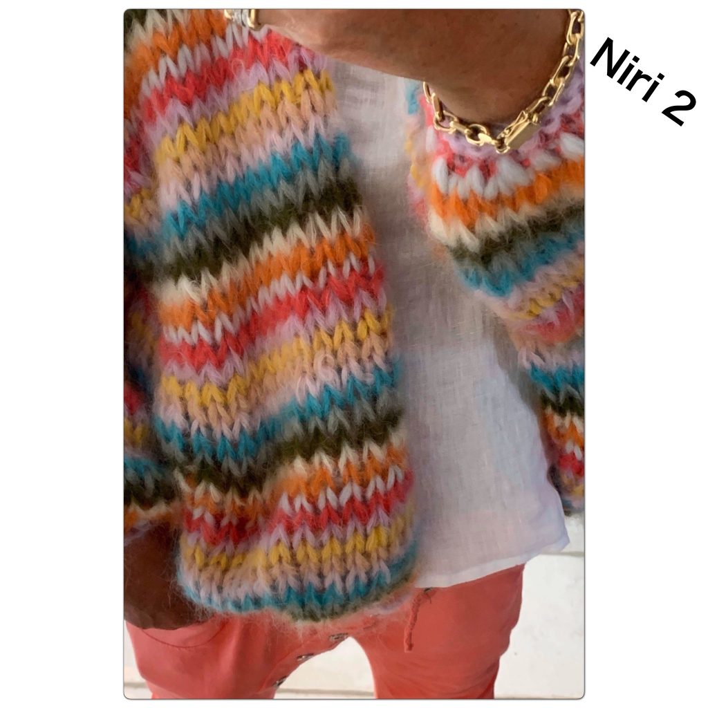 Niri Stripete Cardigan 2 - Flamingo Garn Og Hobby